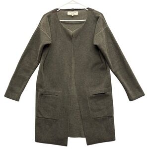 Henriette Steffensen Copenhagen Long Cardigan Green Fleece Pockets Womens S